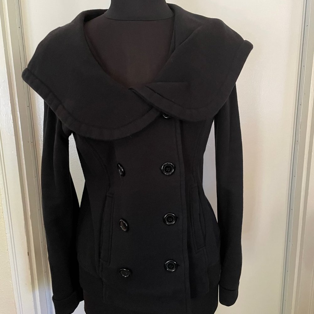 Women's Adrianna 8 Button Cotton Hooded Sweatshirt/Jacket w/ Hood Sz L